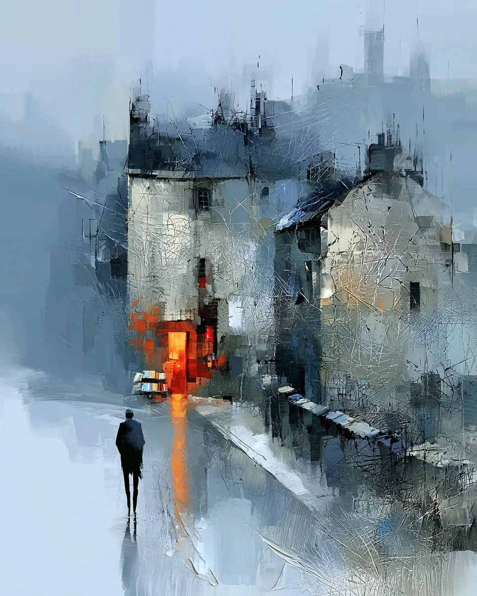 The Bookshop at the End of the Street — digital artwork by Janet Soon Art Studio